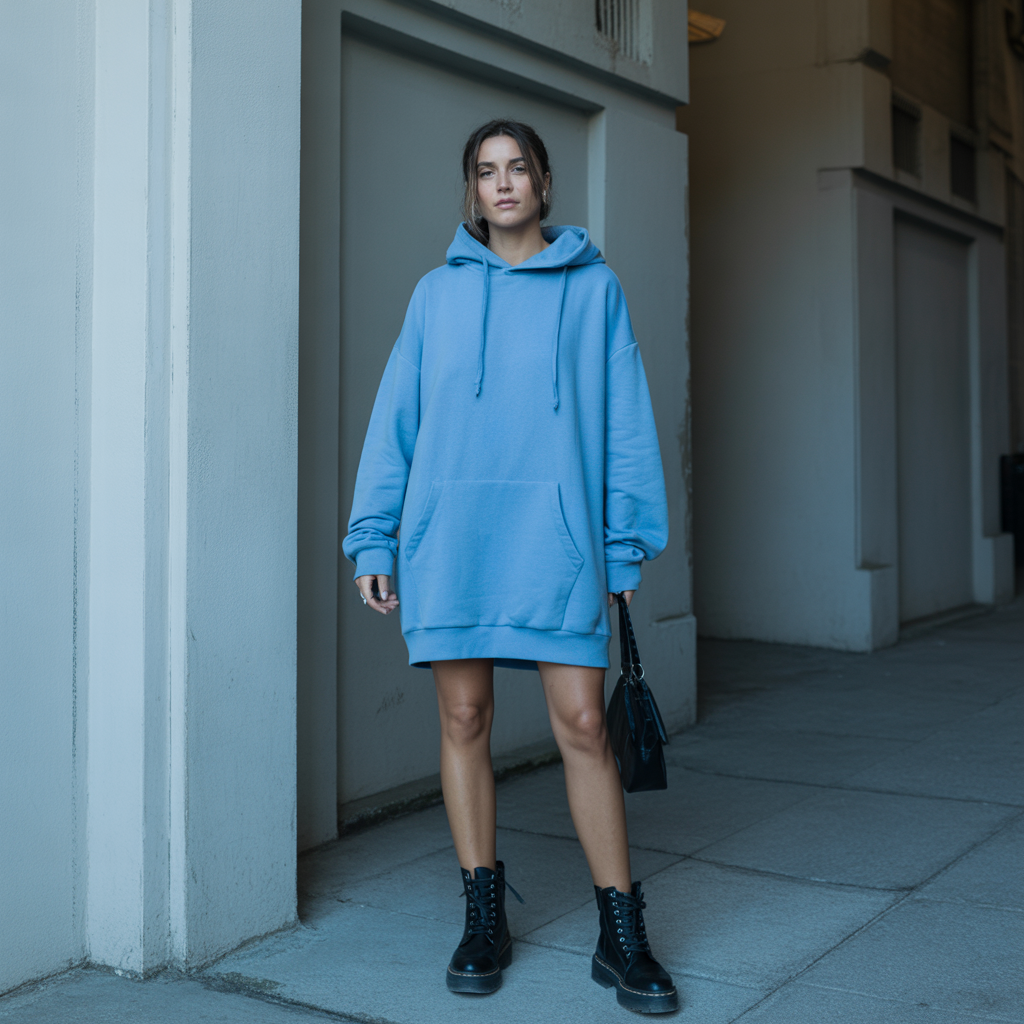 Oversized Hoodie Dress with Boots