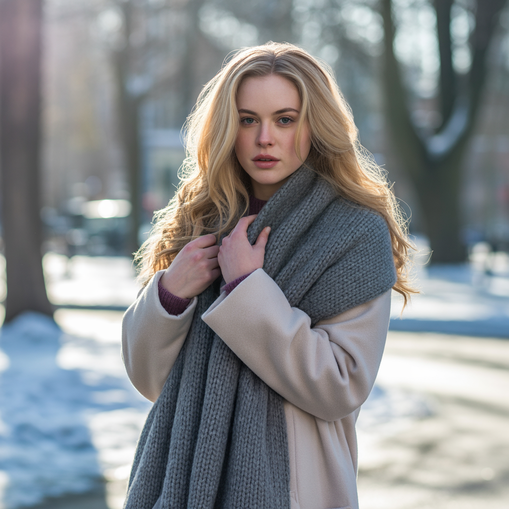 Oversized Scarf with Simple Layers