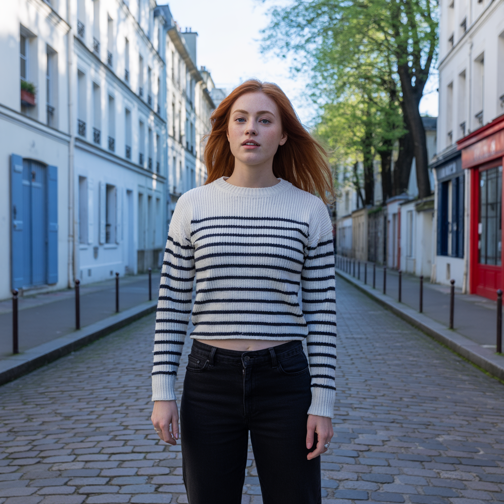 Parisian Striped Sweater with Cropped Pants