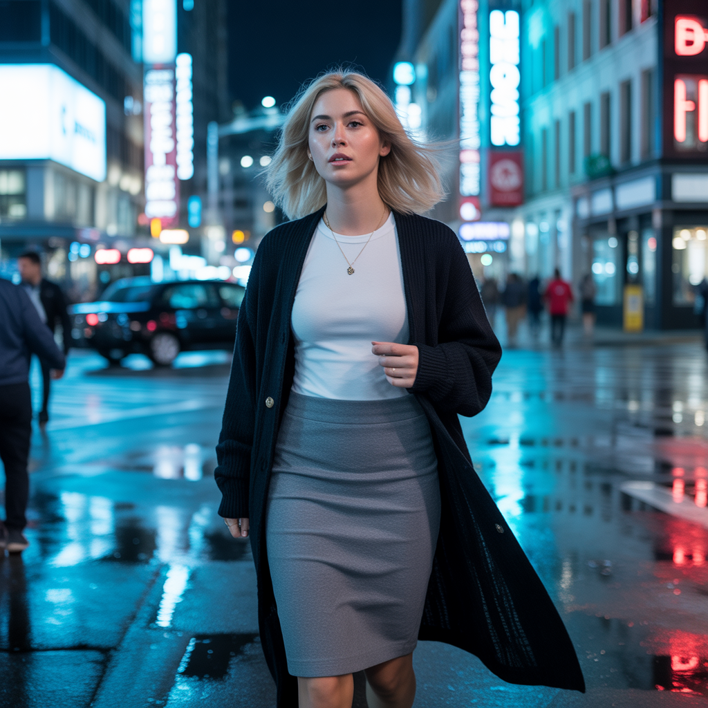 Pencil Skirt with Longline Cardigan