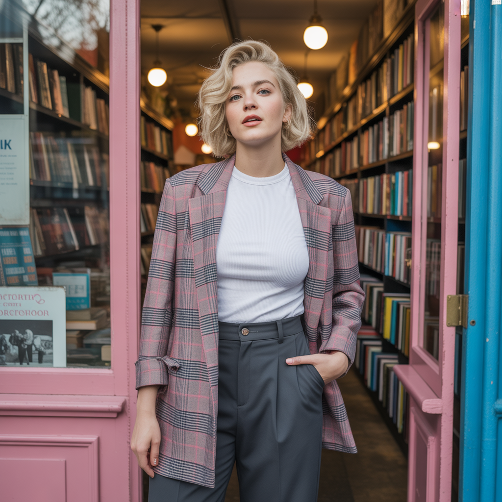 20 Best Chic Fall Outfits to Elevate Your Autumn Style 4 Plaid Blazer with High-Waisted Trousers