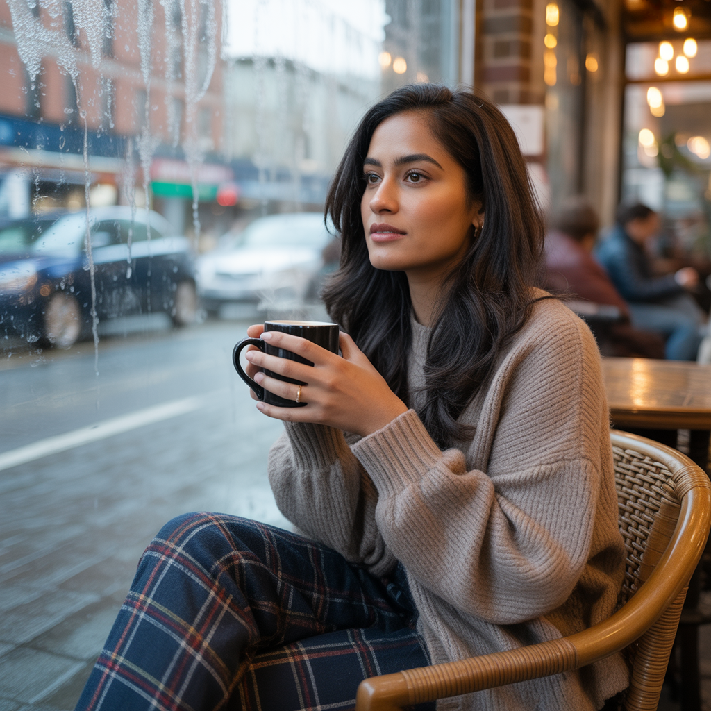 Plaid Pants with Oversized Sweater