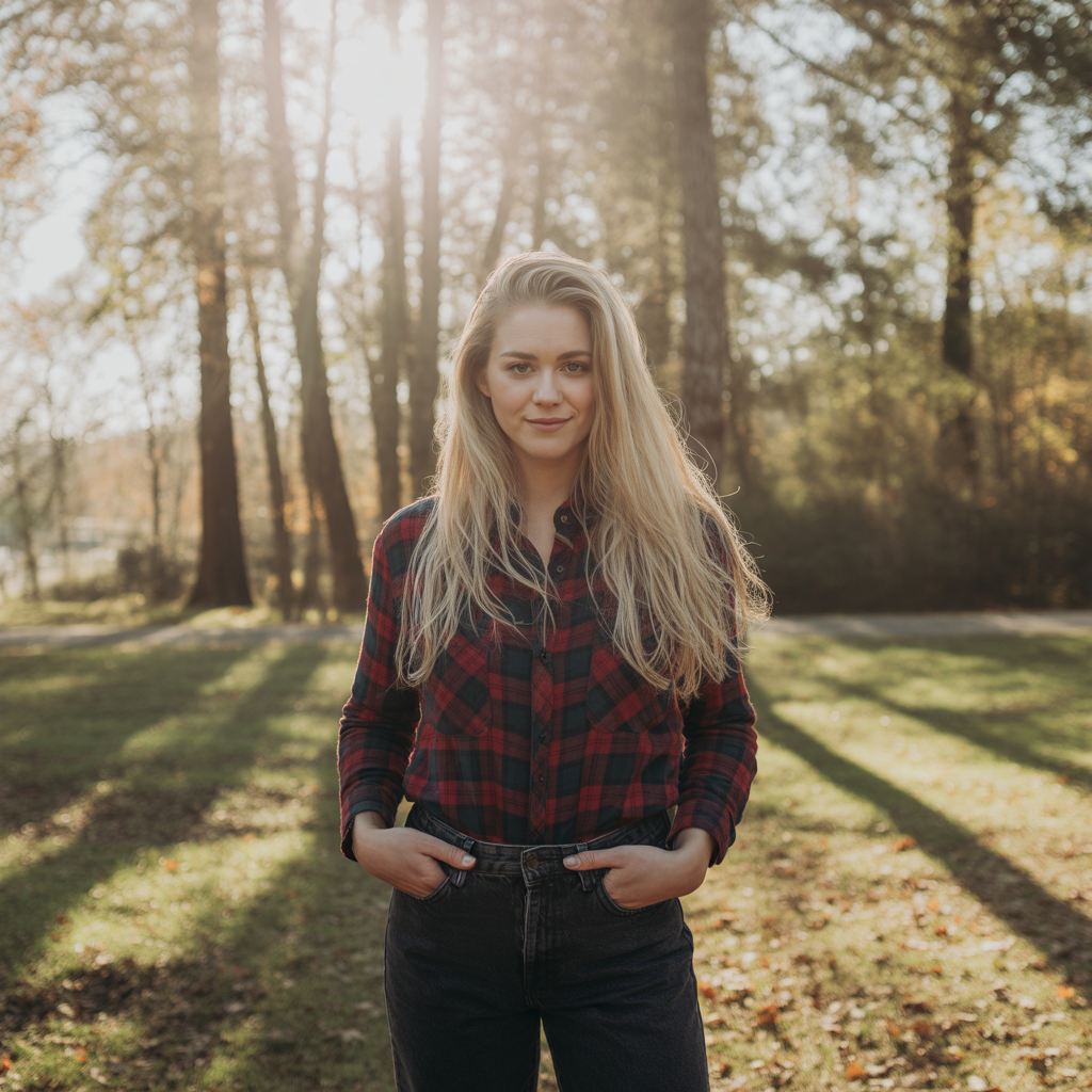 22 Best Mid Size Fall Outfits to Wear This Season 5 Plaid Shirt with Dark Denim