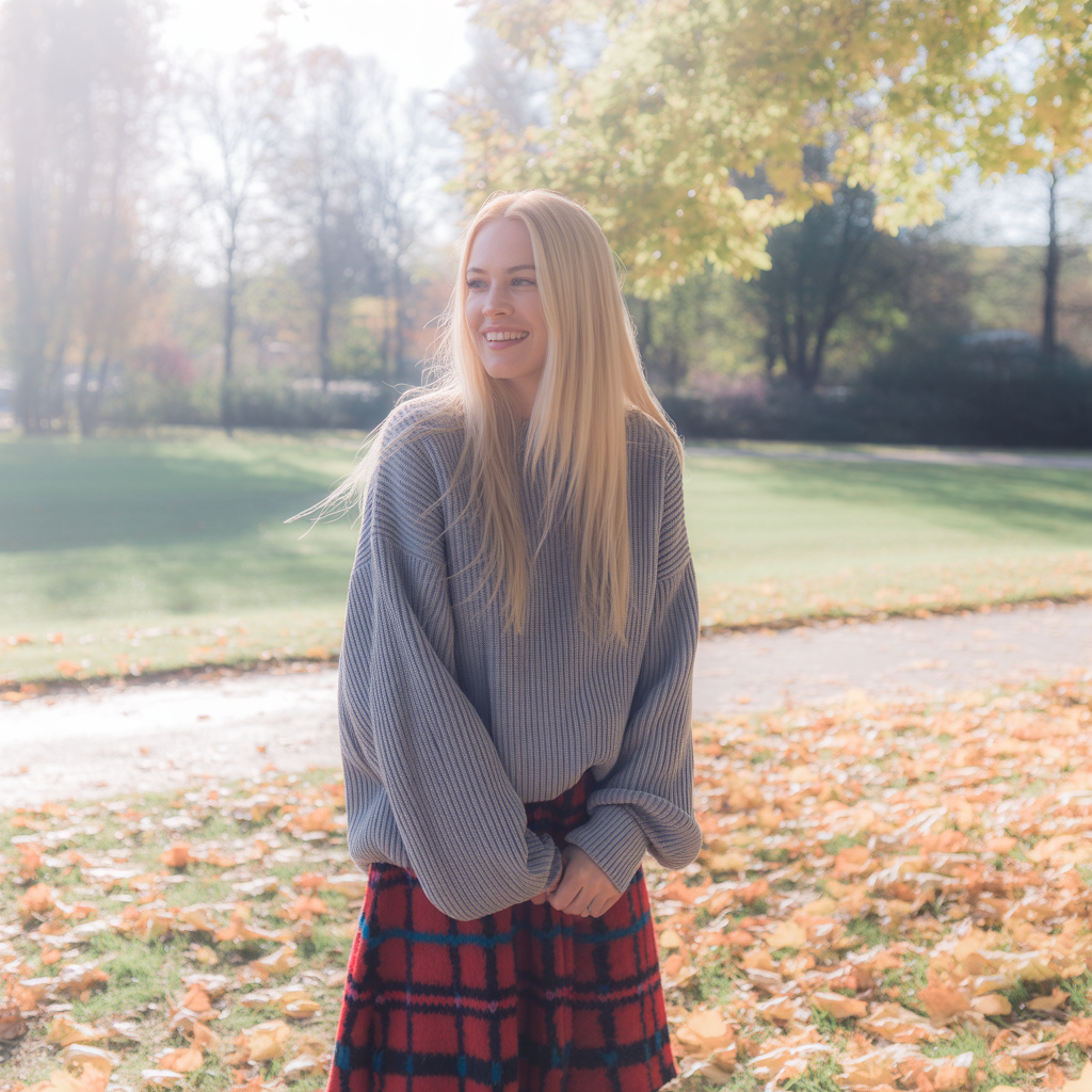 Plaid Skirts with Oversized Sweaters