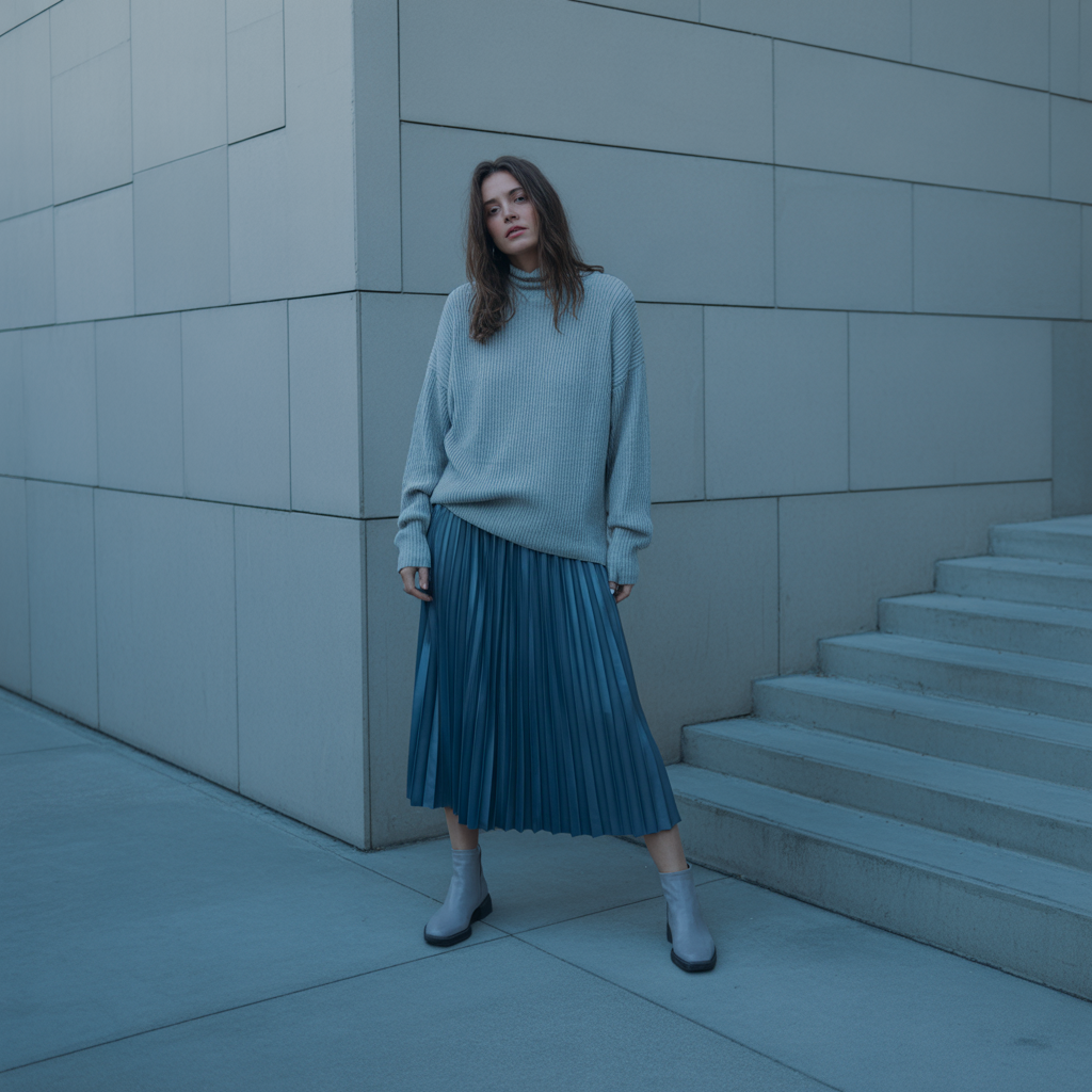 20 Best Chic Winter Work Outfits for a Polished Look 11 Pleated Midi Skirt with Knitwear