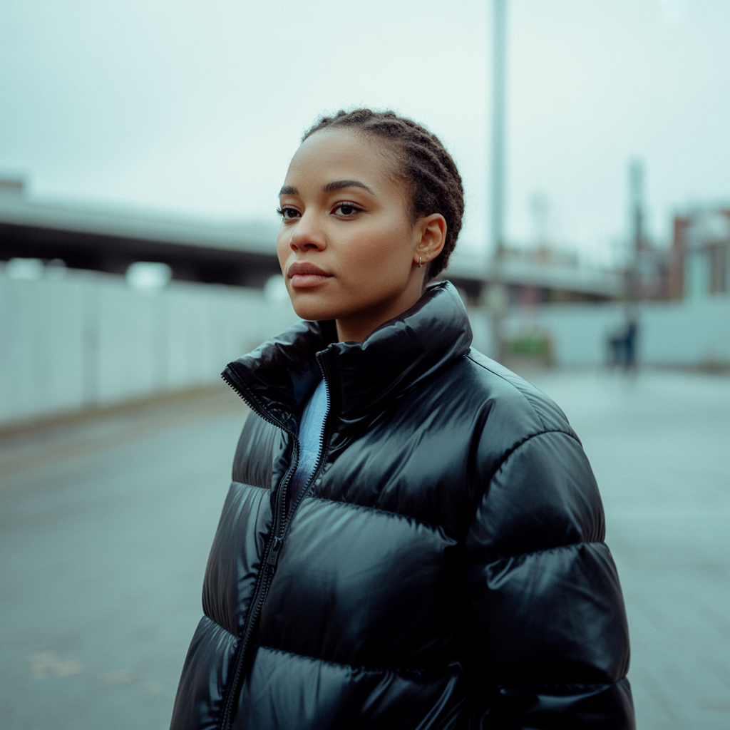 Puffer Jacket with Monochrome Styling