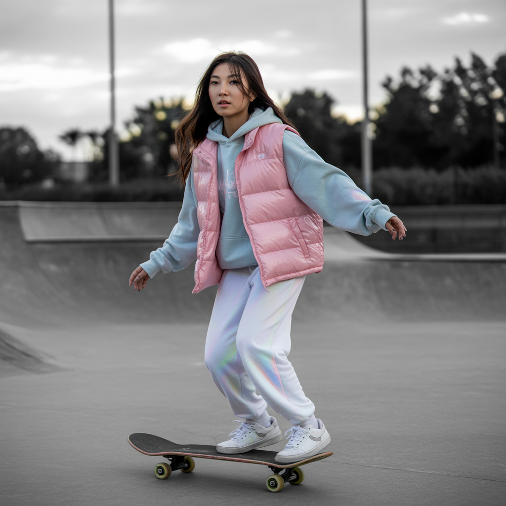 Puffer Vest with Hoodie and Joggers