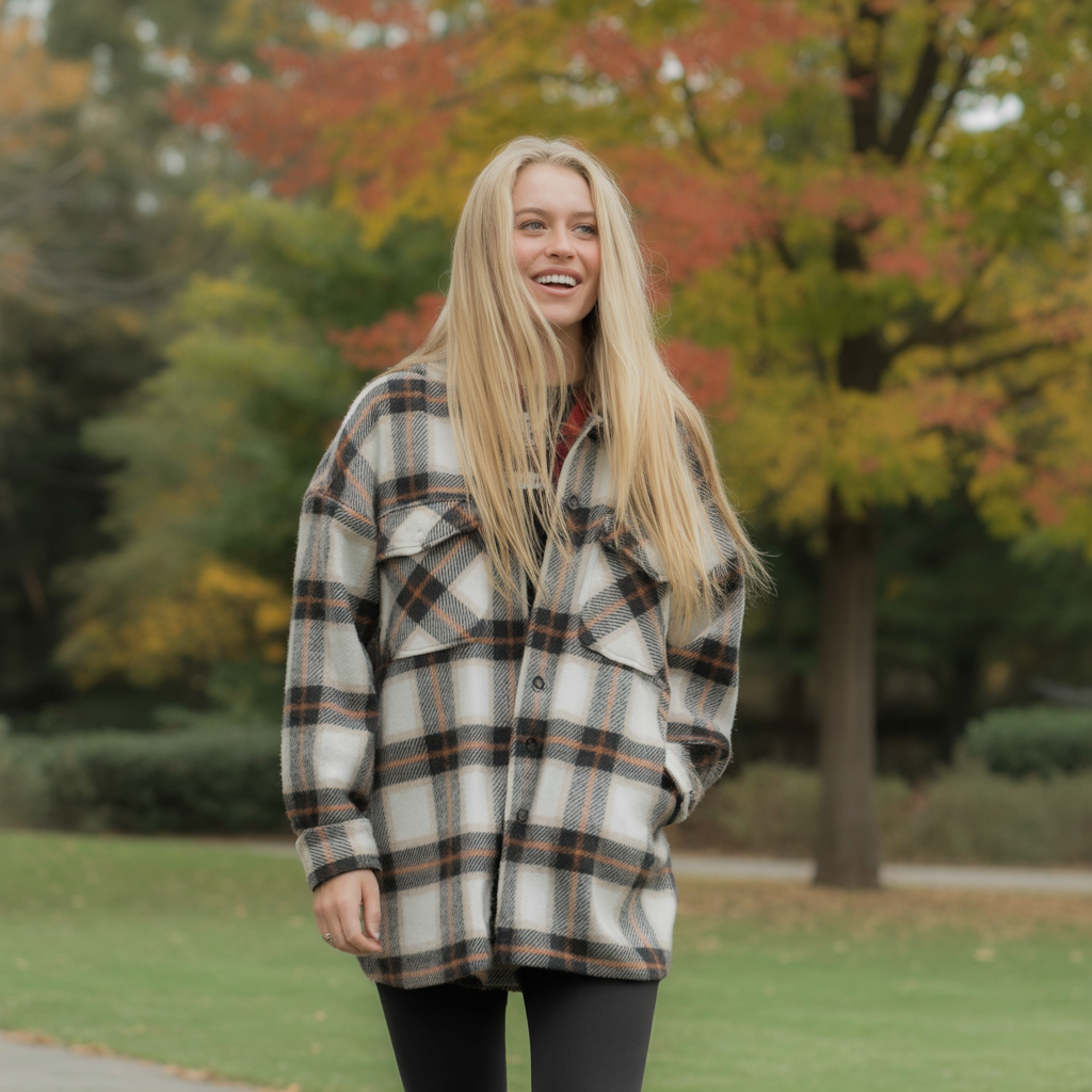 22 Best Mid Size Fall Outfits to Wear This Season 12 Shacket with Black Leggings