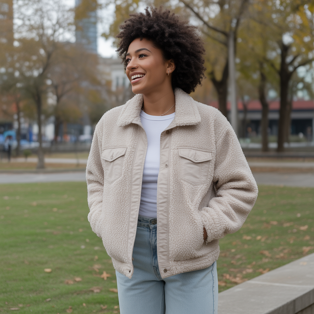 Sherpa Jacket with Denim