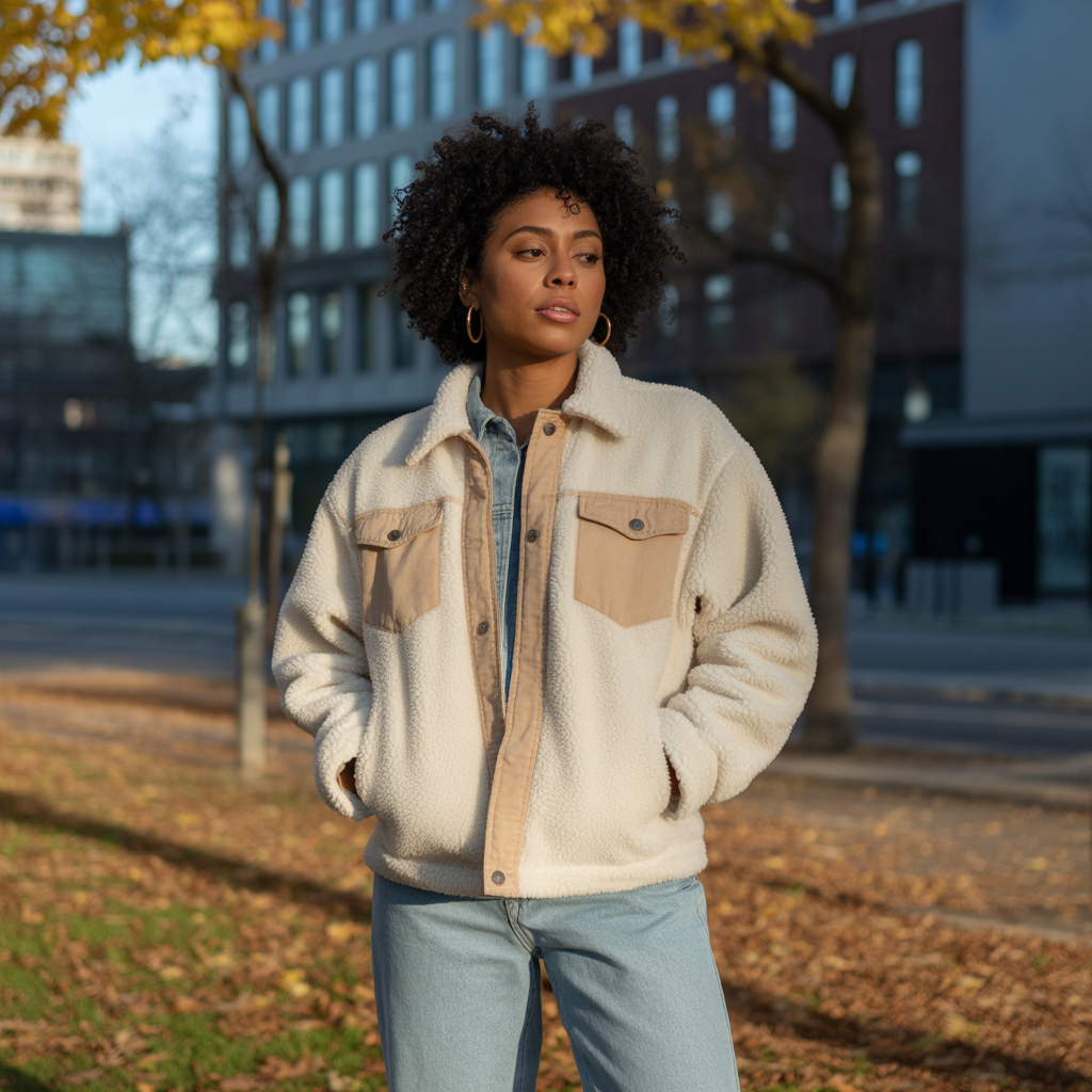 Sherpa Jacket with Denim