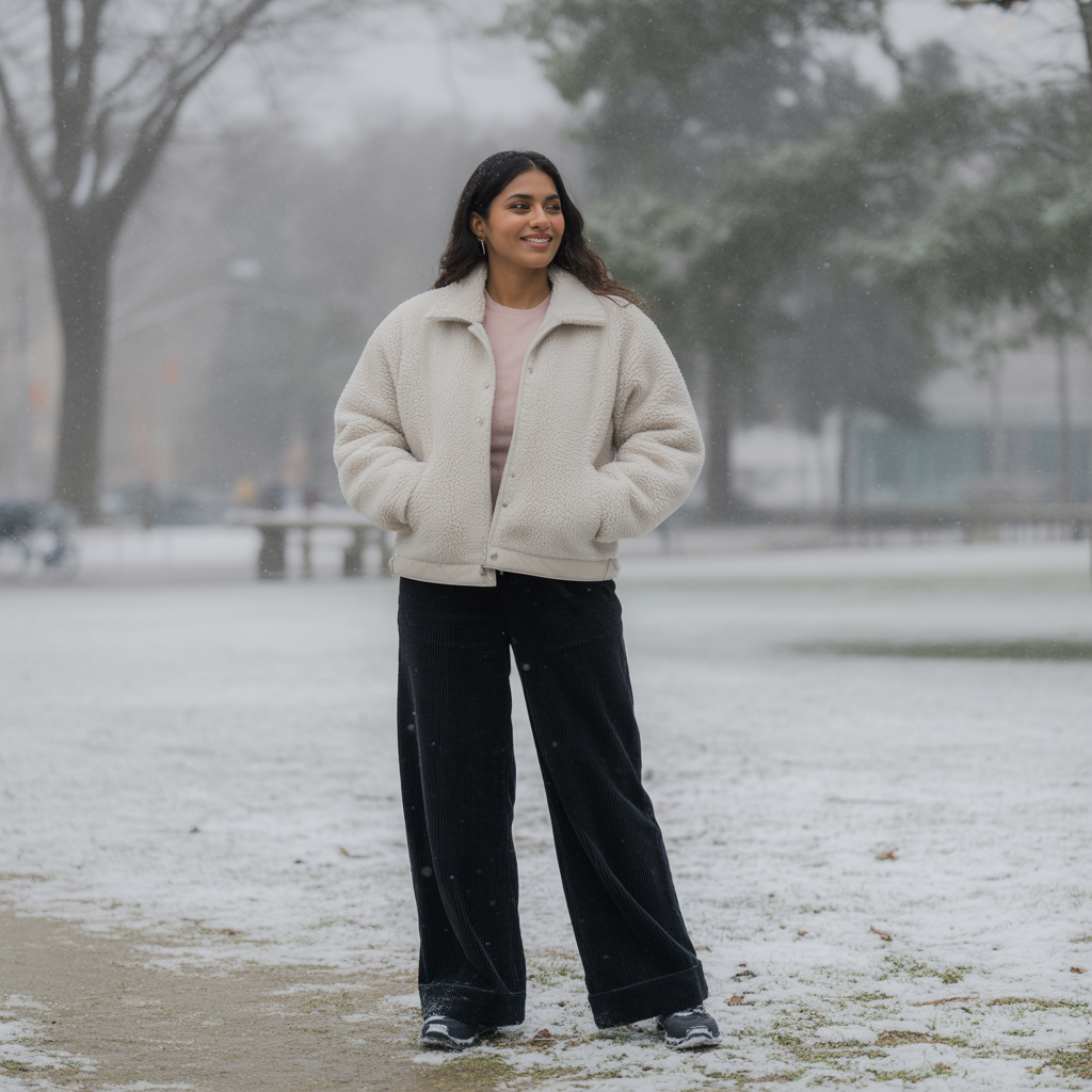 Sherpa Jacket with Wide-Leg Pants