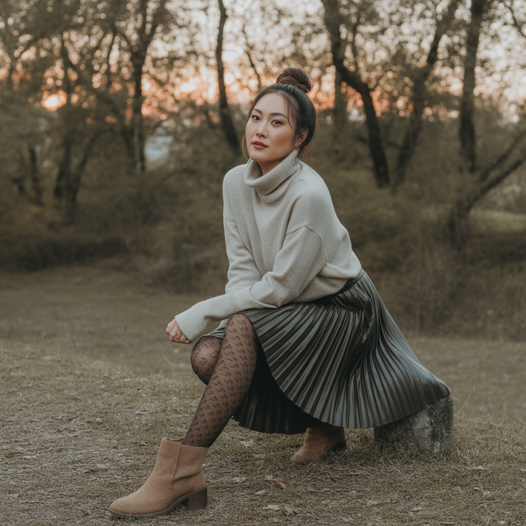 Skirt with Tights and Boots