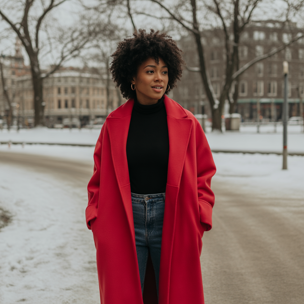 Statement Coat with Minimalist Outfit