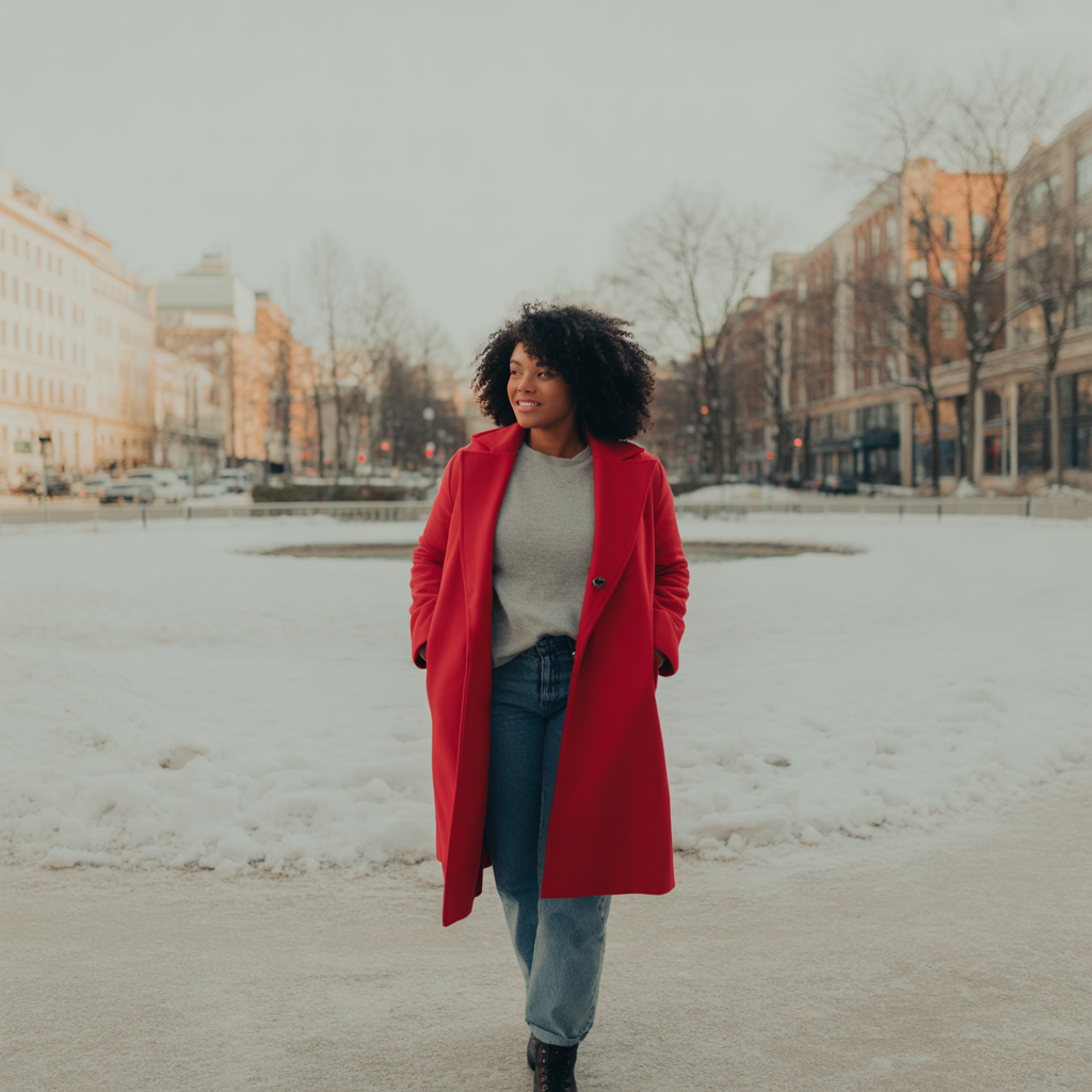 Statement Outerwear with Minimalist Layers