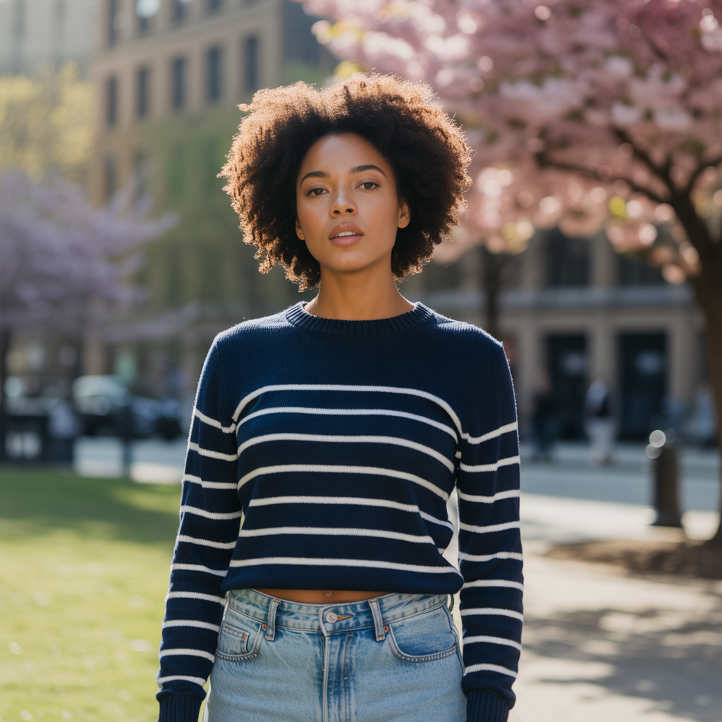 Striped Sweater with Denim