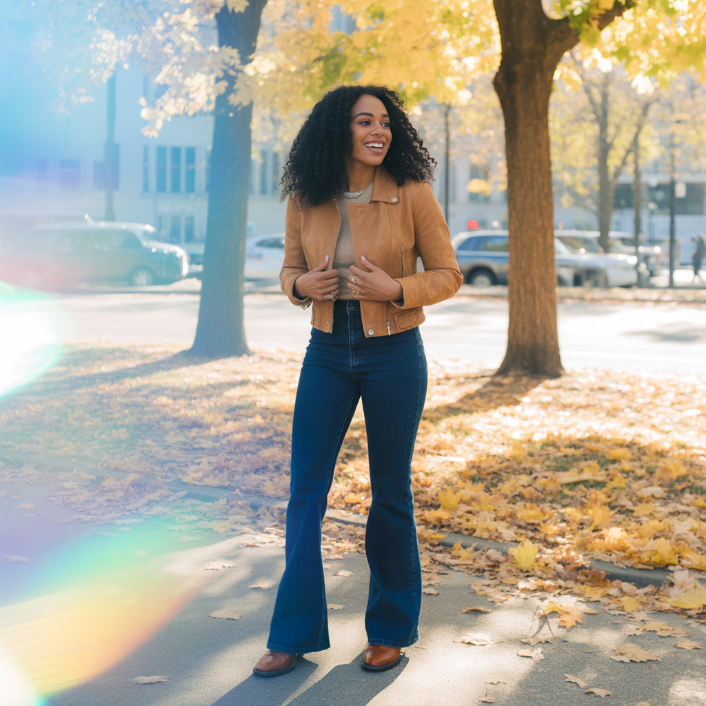 20 Best Chic Fall Outfits to Elevate Your Autumn Style 19 Suede Jacket with Flare Jeans