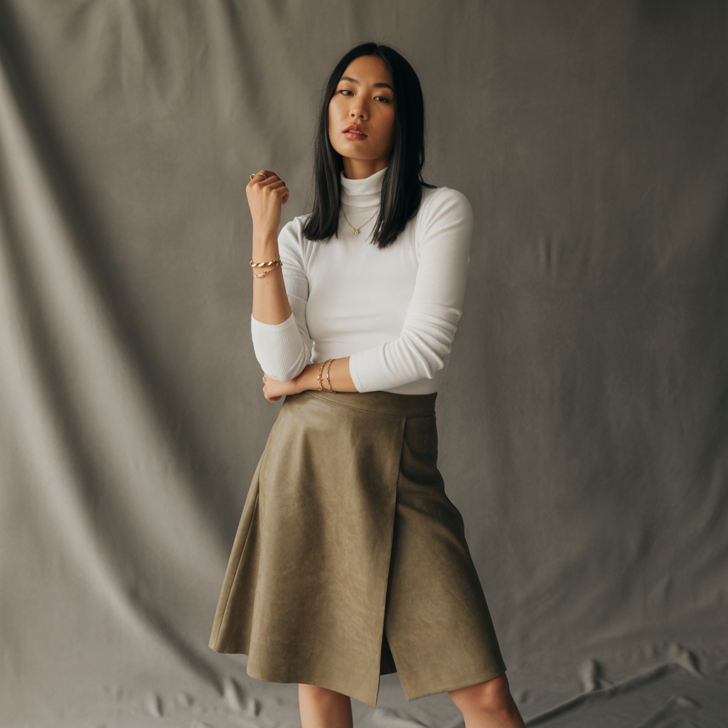 22 Best Mid Size Fall Outfits to Wear This Season 18 Suede Skirt with Turtleneck