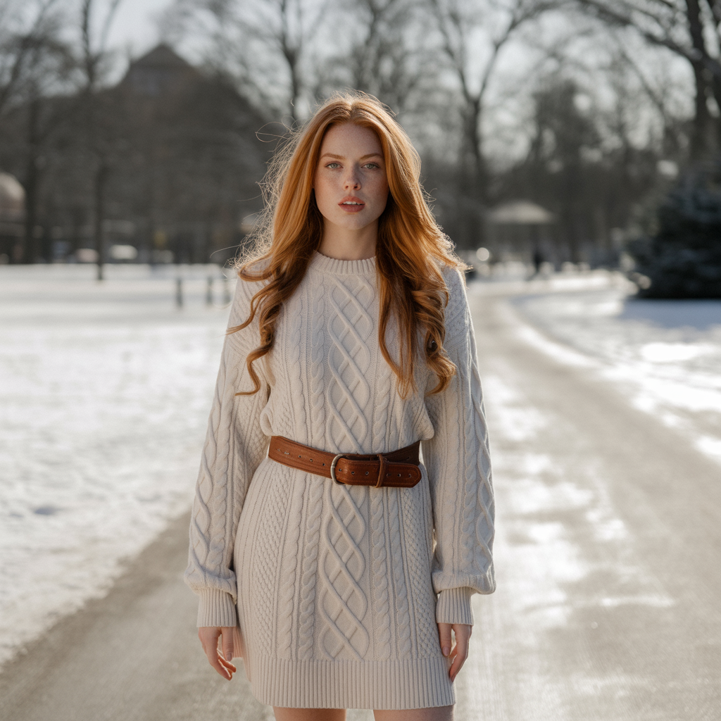 20 Best Girly Winter Outfits to Stay Cute & Cozy This Season 16 Sweater Dress with Belt