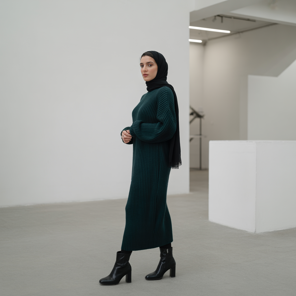 22 Best Fall Outfit Ideas to Stay Stylish This Autumn 11 Sweater Dress with Heeled Boots