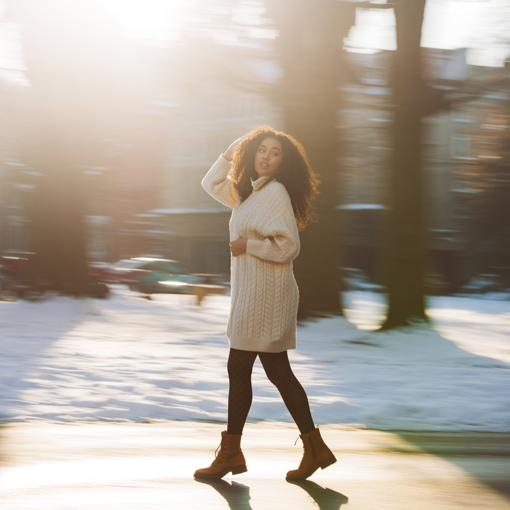 Sweater Dress with Tights