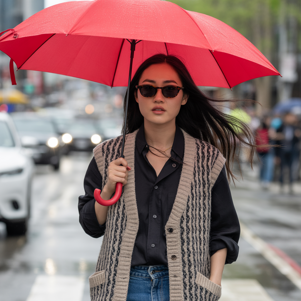 Sweater Vest Over Button-Down Shirt