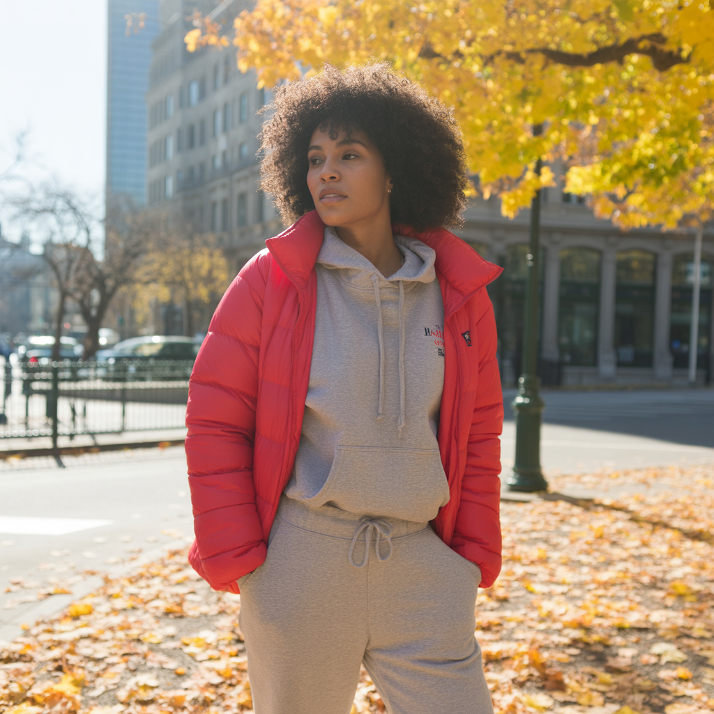 20 Best Baddie Fall Outfits to Slay This Season 6 Sweatsuit with Puffer Jacket