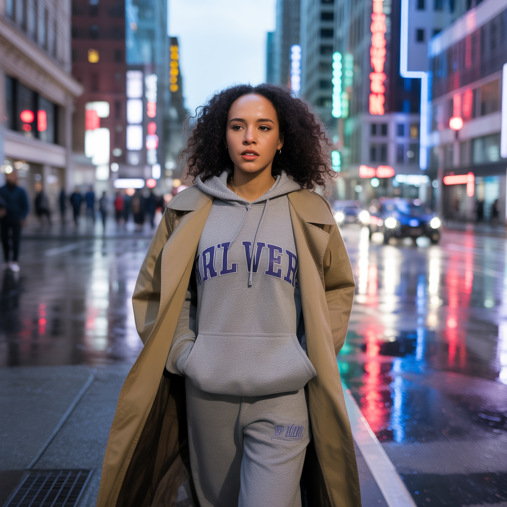 Sweatsuit with Trench Coat