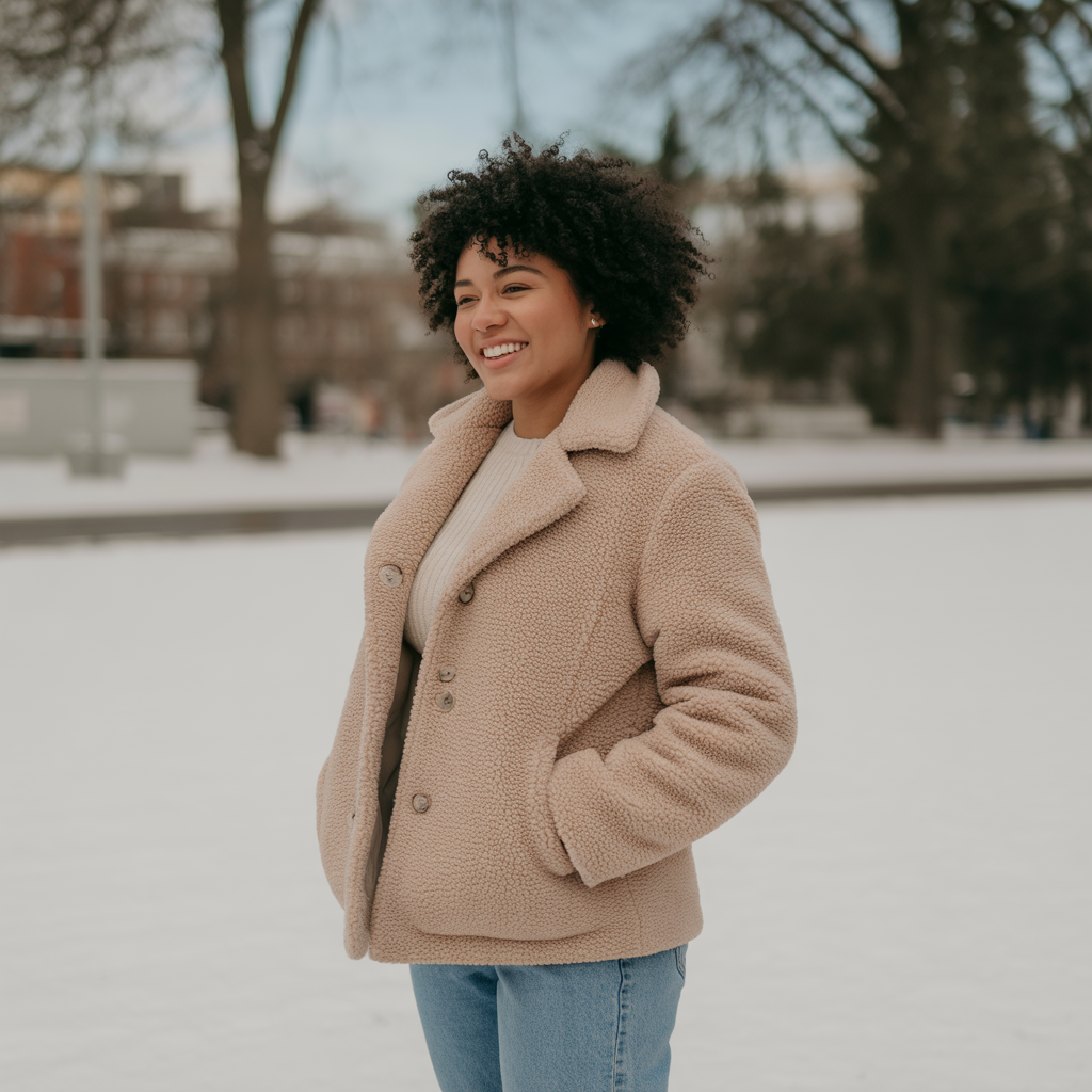 Teddy Coat with Jeans