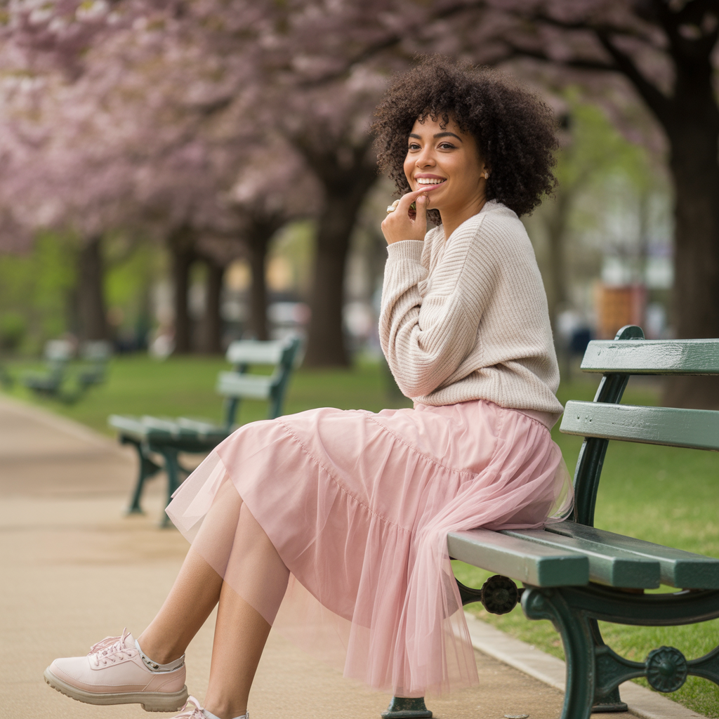 Tulle Skirt with a Knit Top