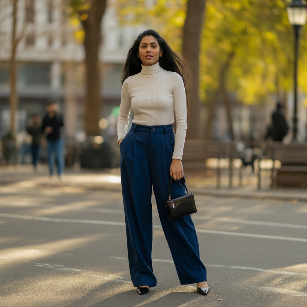 Turtleneck with Wide-Leg Pants