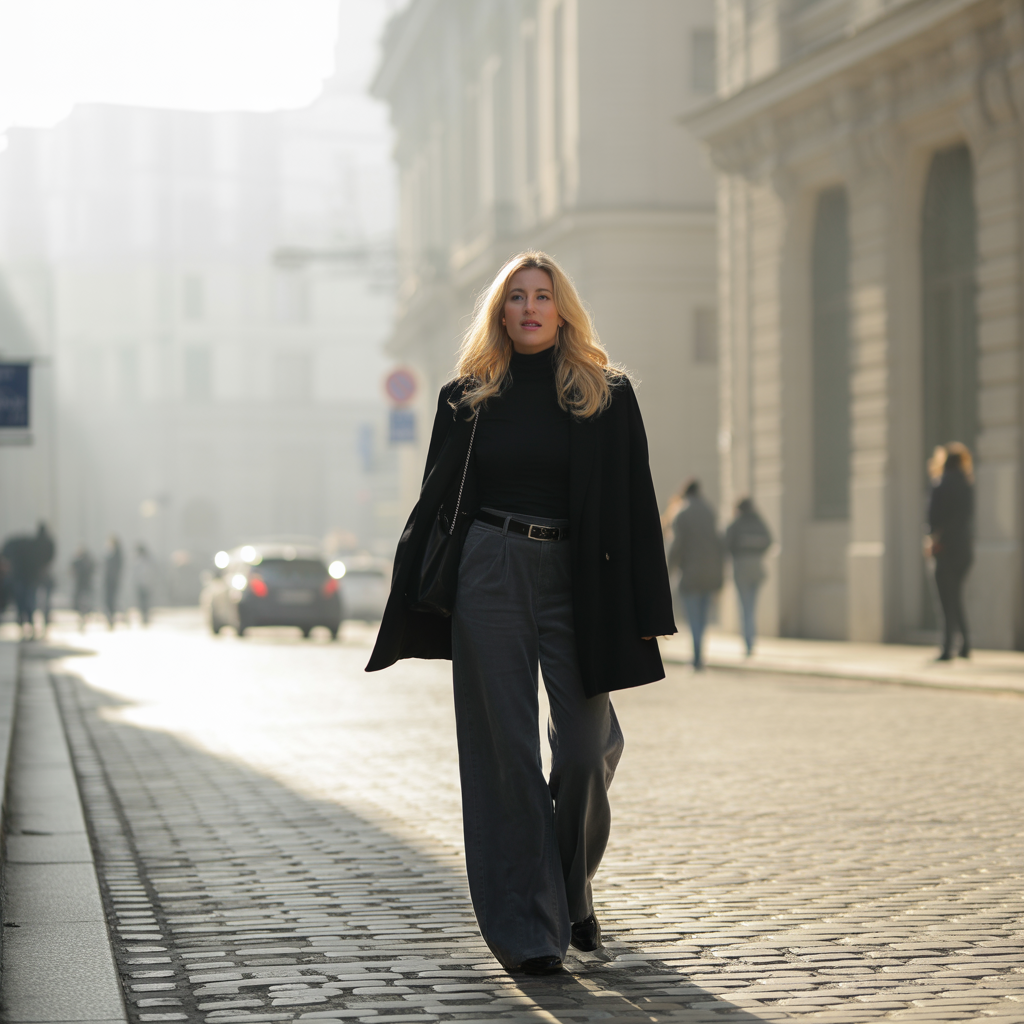 Turtleneck with Wide-Leg Pants