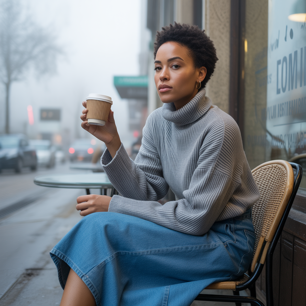 Turtlenecks with Midi Skirts