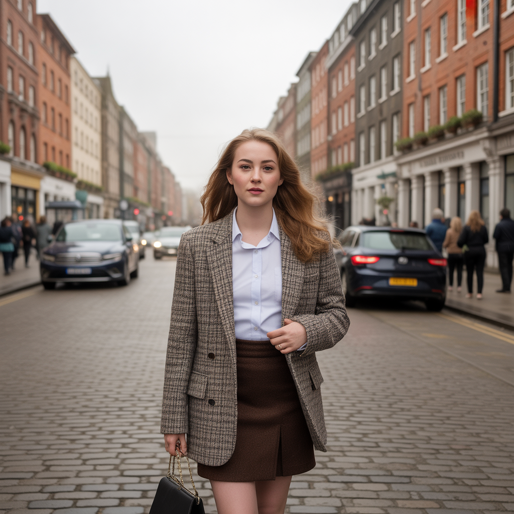 Tweed Blazer with Wool Skirt