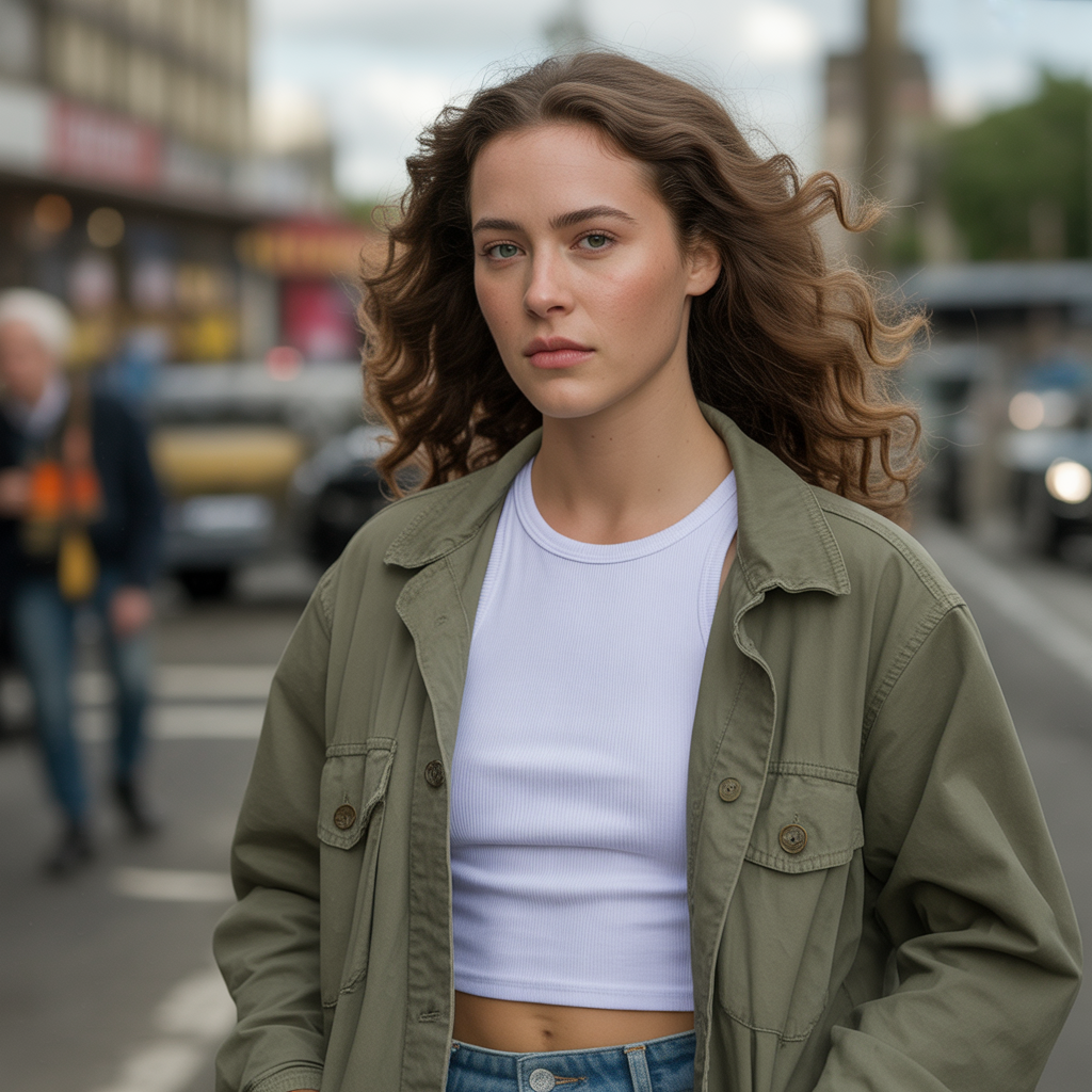 Utility Jacket with Layered Tops