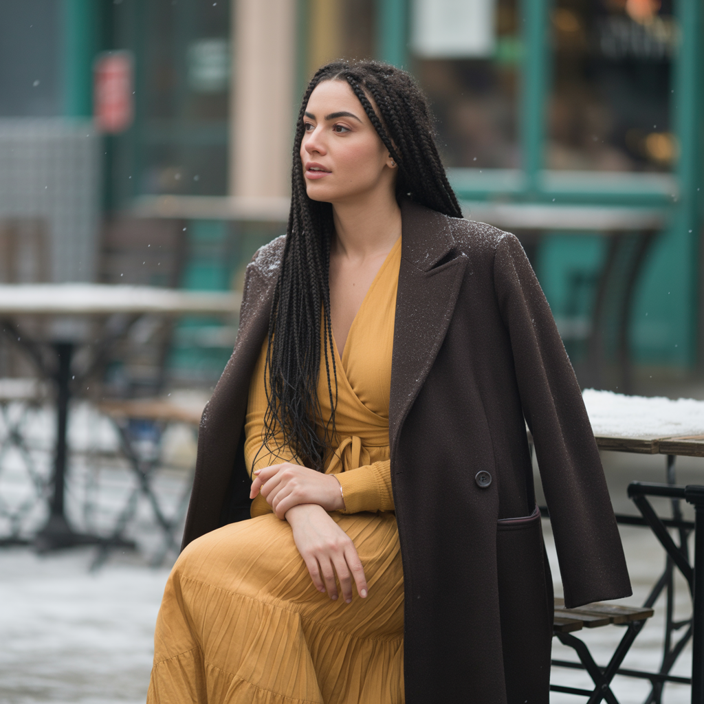 Wrap Dress with Longline Coat