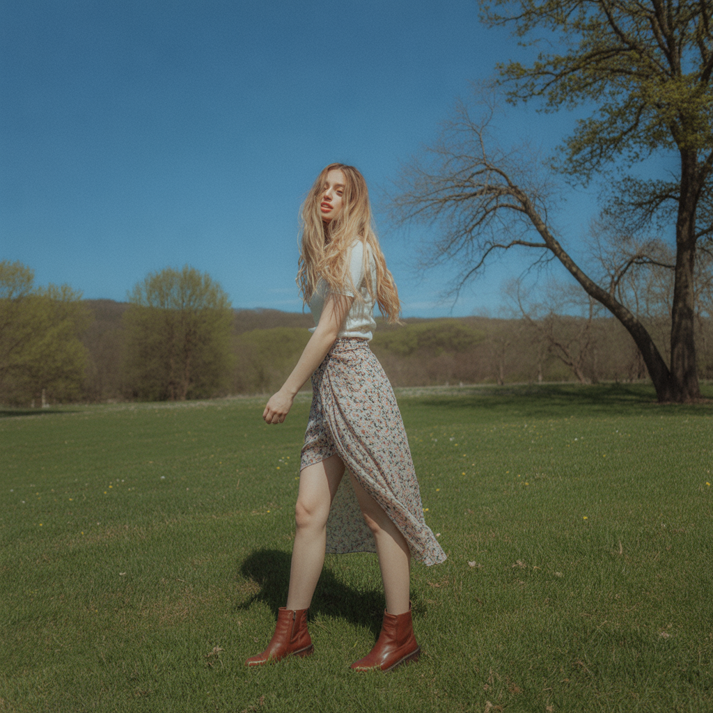 Wrap Skirt with Ankle Boots