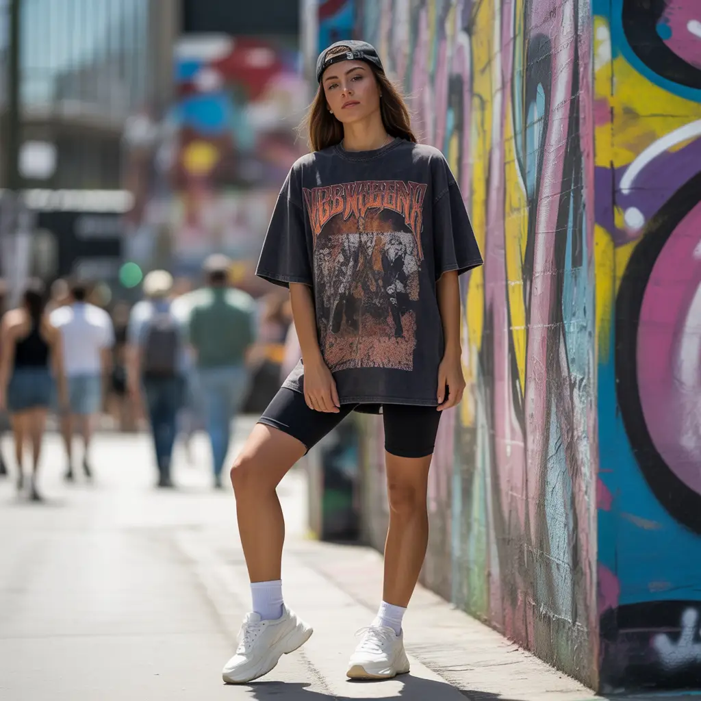 Bike Shorts and Oversized T-Shirt