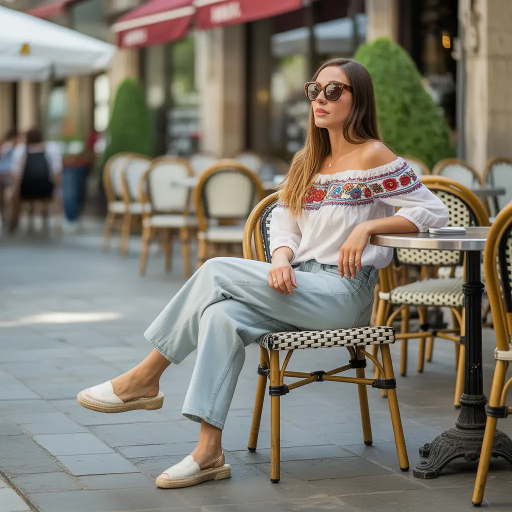 Boho Off-Shoulder Top with Jeans