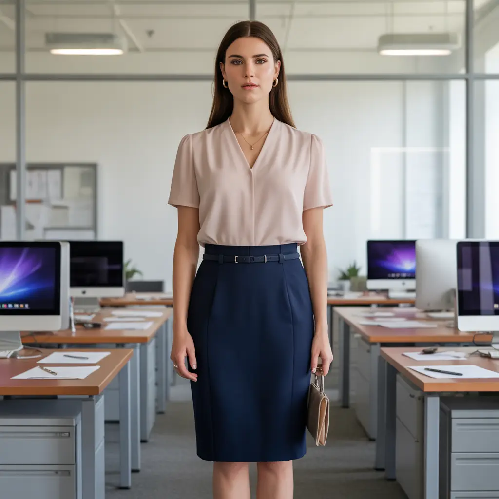 Breathable Blouse with Pencil Skirt