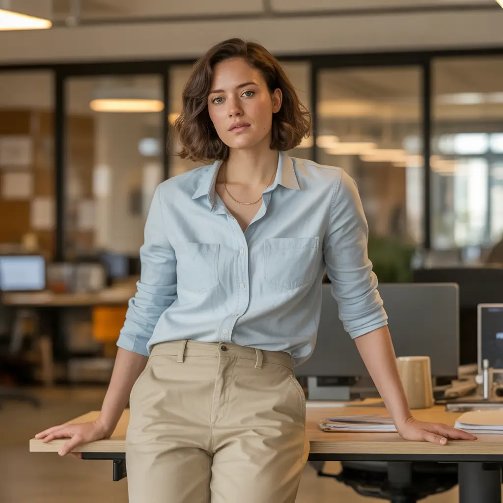 Chambray Shirt and Khaki Pants