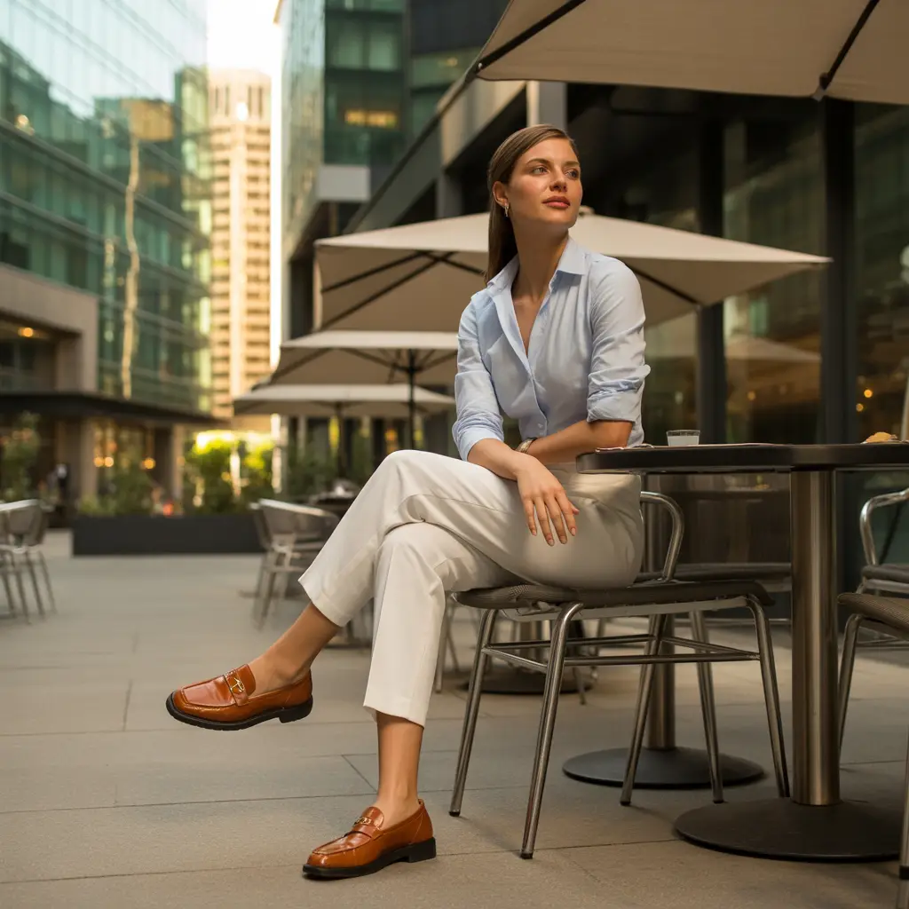 Chambray Shirt with White Pants