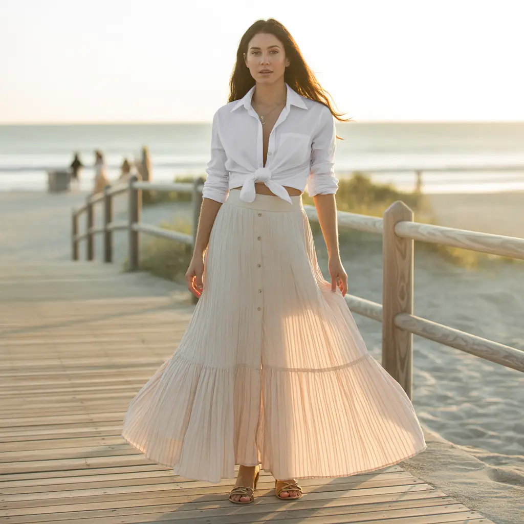 Chic Maxi Skirt with Button-Up