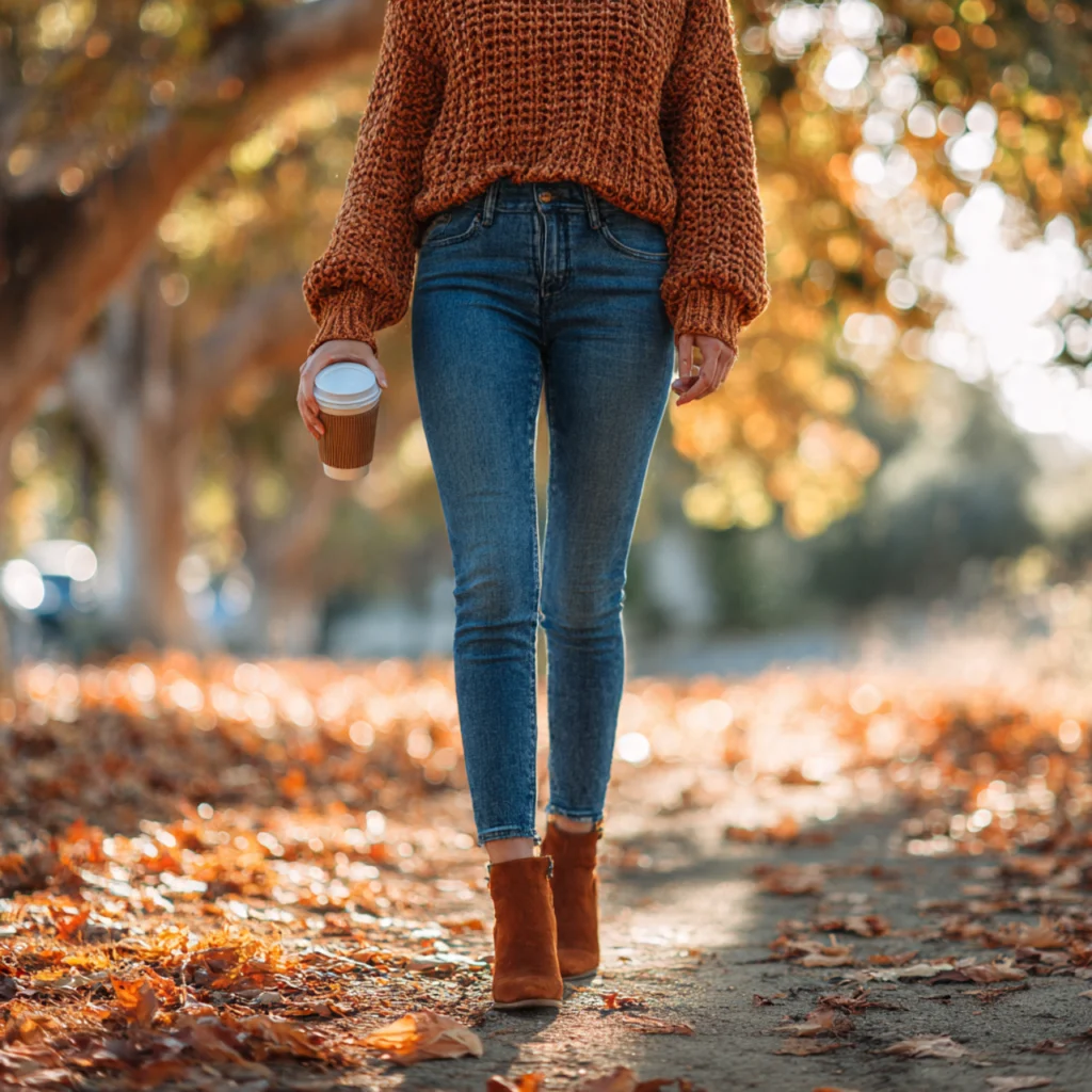Cozy Knit Sweater with Slim Jeans