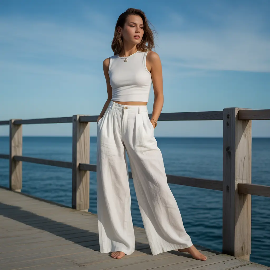 Cropped Wide-Leg Pants and a Tank Blouse