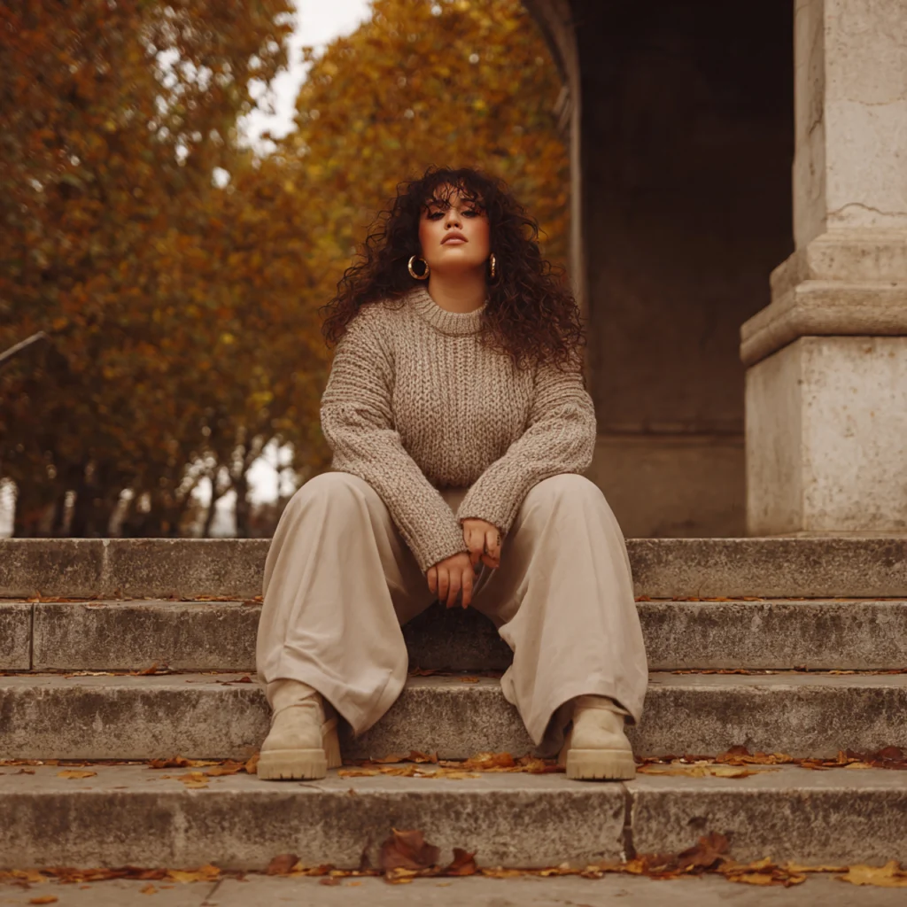 20 Best Curvy Fall Outfits to Rock This Season 4 Curvy Fall Outfits: Chunky Sweater and Wide-Leg Pants