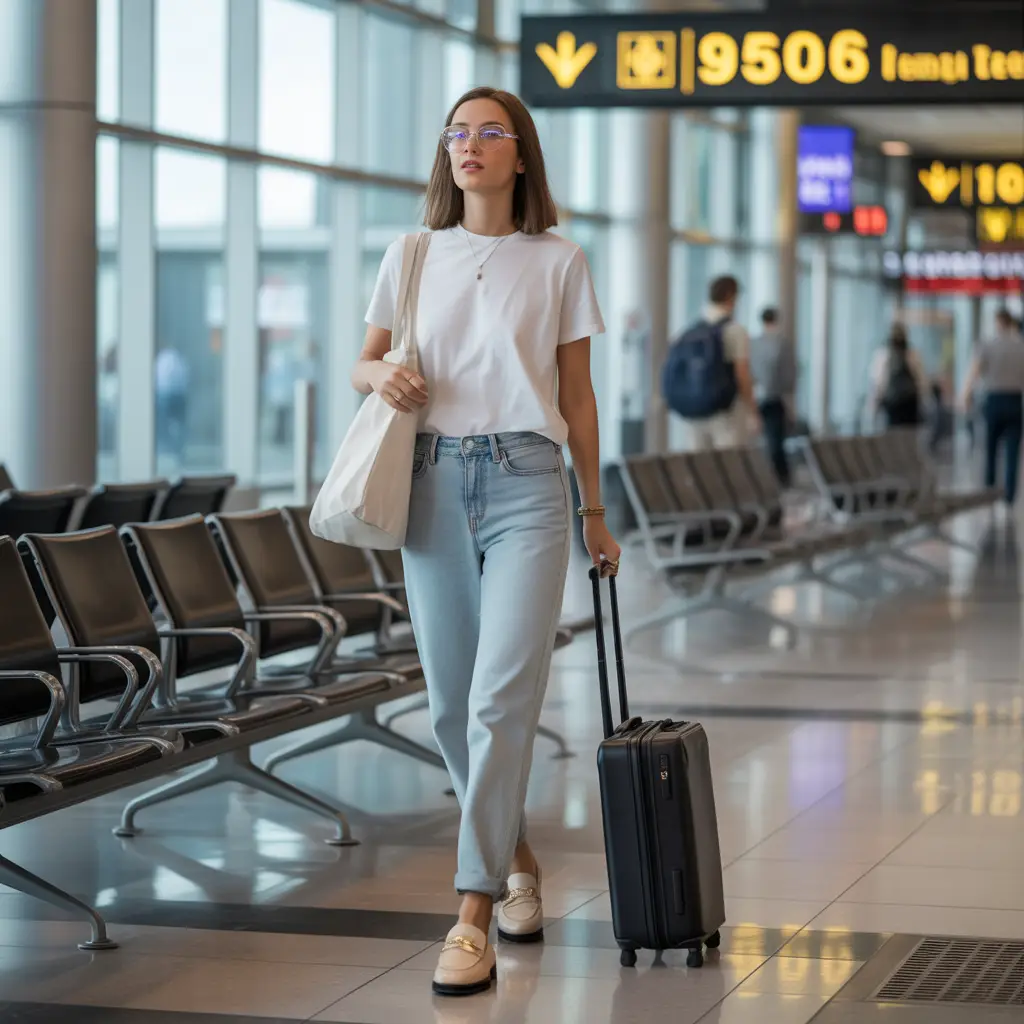 18 Best Airport Summer Outfits for Effortless Travel Style 7 Denim and Tee Combo