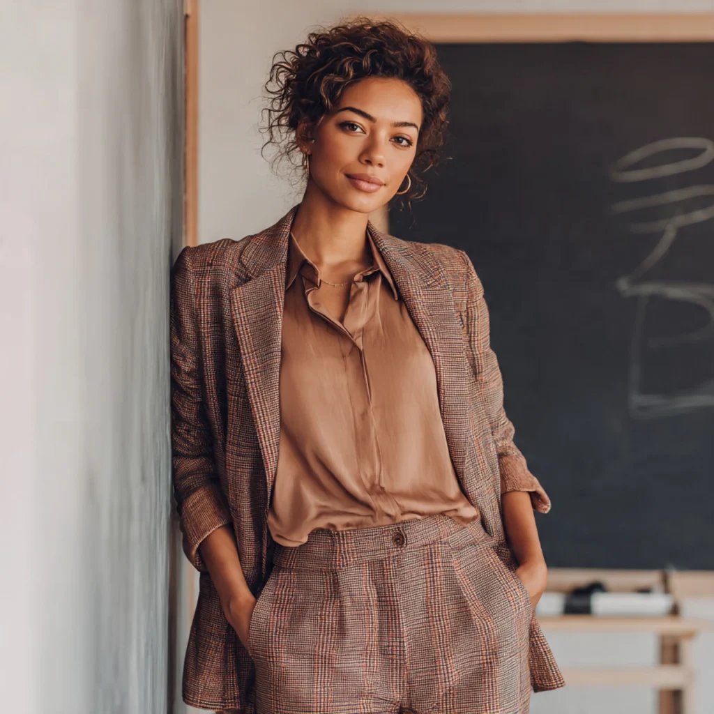 25 Best Fall Teacher Outfits for Comfort and Classroom Style 17 Fall Teacher Outfits with Coordinated Suit Set