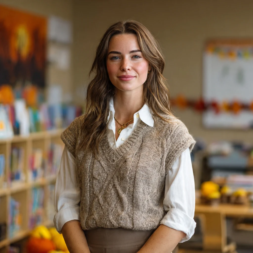 25 Best Fall Teacher Outfits for Comfort and Classroom Style 8 Fall Teacher Outfits with Sweater Vest Layering