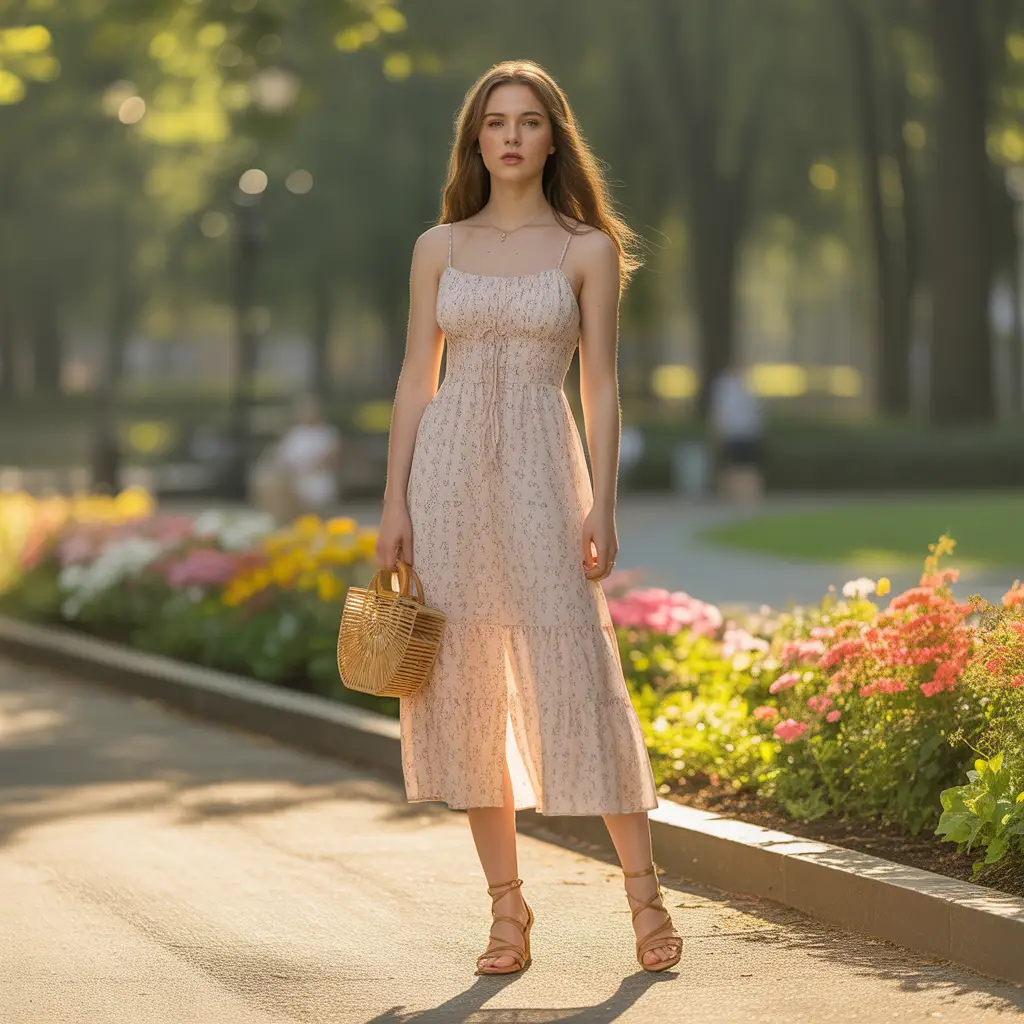 Flowy Floral Sundress with Strappy Sandals