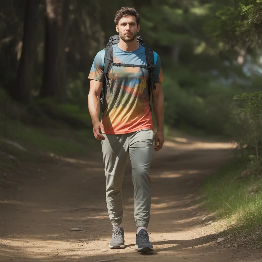 Graphic Sun Tee and Jogger-Style Hiking Pants